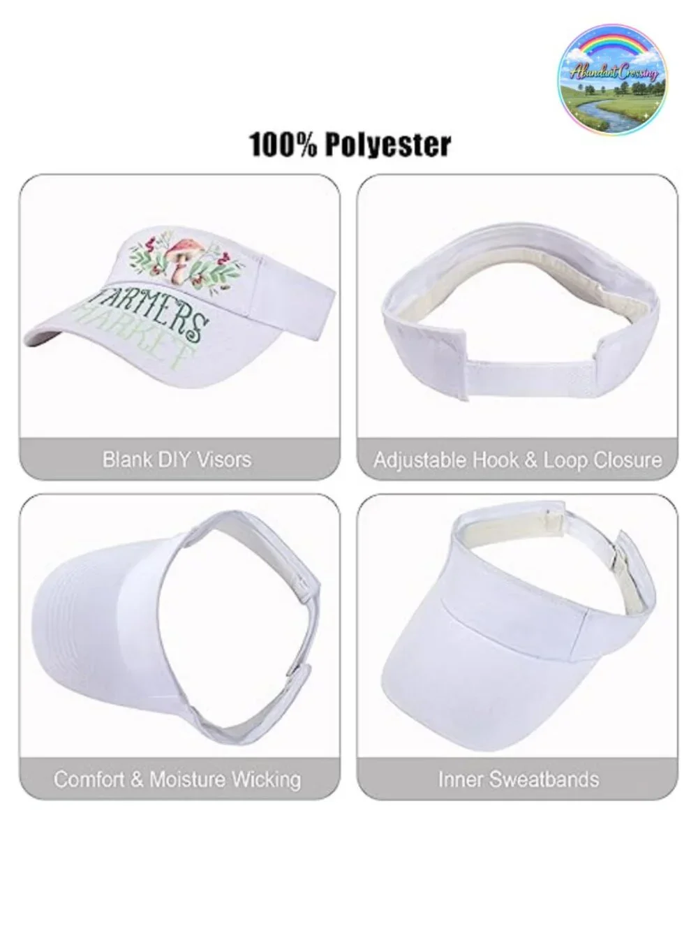 12 Pack Unisex Polyester Sports Visor Hats Adjustable